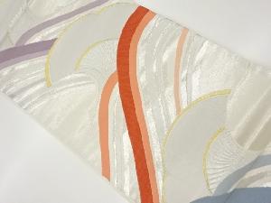 変わり鶴に山模様織出し袋帯